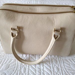 Talbots Cream Ivory Leather Doctor's Bag NWOT
